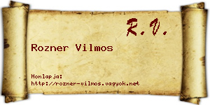 Rozner Vilmos névjegykártya